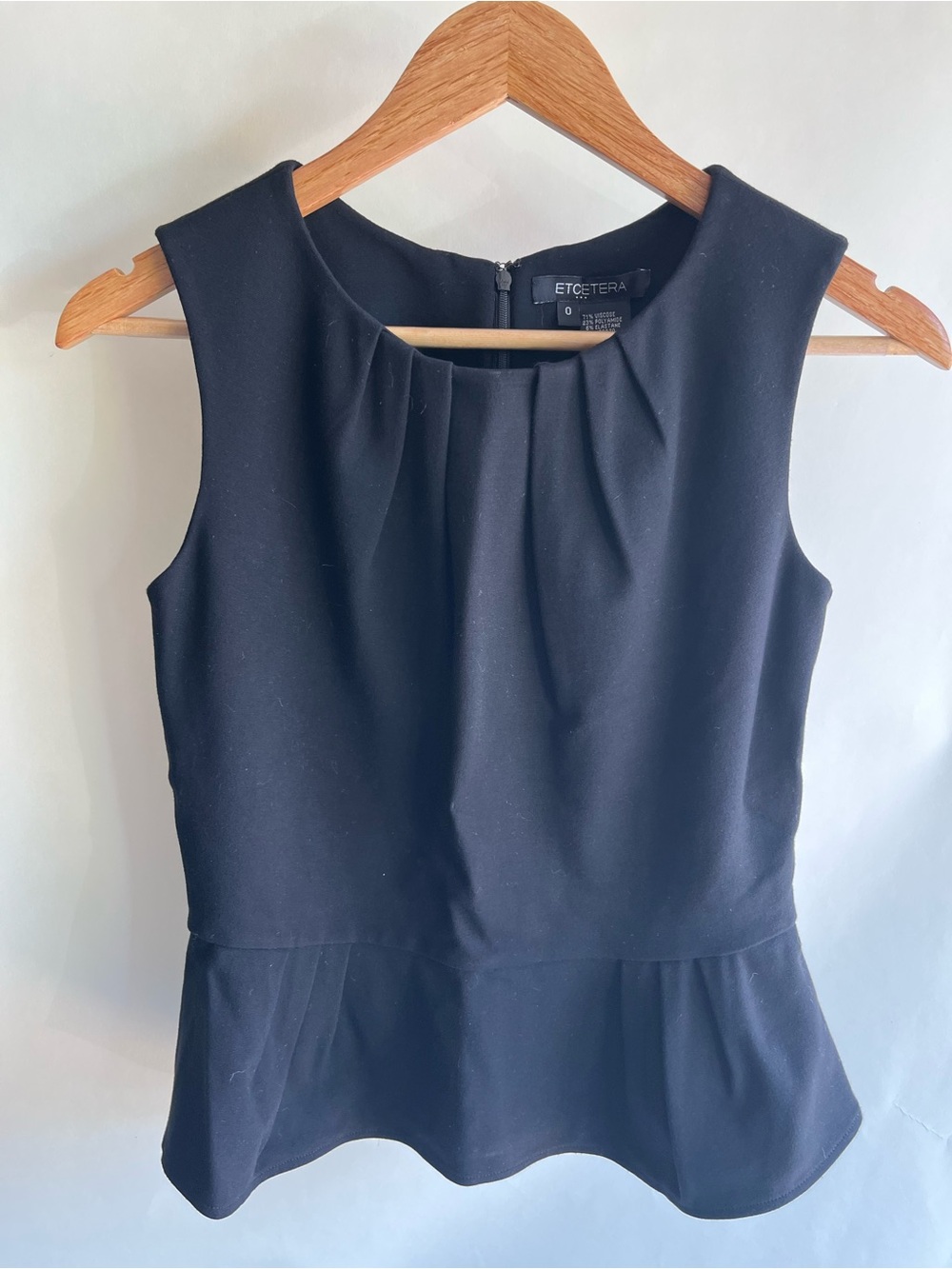 Etcetera Sleeveless Peplum Blouse Black Sz 0 Women’s EUC